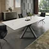 riess-ambiente Ausziehbarer Esstisch ETERNITY 160-200cm weiß Marmor Keramik schwarz Metall - Weiß