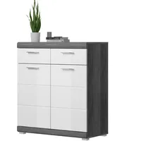 Inn.furn Schuhschrank weiß Hochglanz, Rauchsilber grau 90 cm,