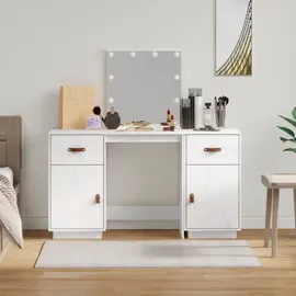 vidaXL Schminktisch-Set mit LED Weiß Massivholz Kiefer