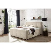 Riess-Ambiente Boxspringbett TOULOUSE 140x200cm beige inkl. Matratze und Topper mit Bettkasten