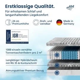AM Qualitätsmatratzen 3D Deluxe Taschenfederkernmatratze 120 x 200 cm H3