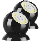 2er-Set ultrahelle COB-LED-Akku-Leuchten, PIR Sensor, 200 lm, schwarz