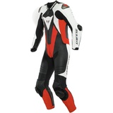 Dainese Laguna Seca 5 1-Teiler Perforierte Motorrad Lederkombi, schwarz-weiss-rot, Größe 56 für Männer