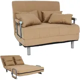 Mendler Schlafsessel HWC-K29, Klappsessel Schlafsofa Gästebett Relaxsessel, Liegefläche 186x97cm Stoff (270g/m2) creme-beige