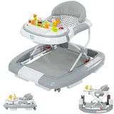 ib style 5in1 Lauflernhilfe, Gehfrei, Schaukelfunktion Licht & Melodie, Babywalker für Babys ab 6 Monate, Wave, Grau