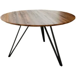 SAM® Runder Esszimmertisch Akazie nussbaum Schweizer Kante 130 cm Metallfuß INSA