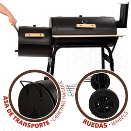 Aktive Holzkohlegrill mit Rädern Aktive Stahl Kunststoff Emailliertes Metall 106 x 106 x 61 cm Schwarz