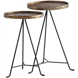 FineBuy Beistelltisch FineBuy Wohnzimmertisch 2er Set Metall Satztisch Tisch Rund Gold