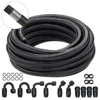 Vevor 6-AN-Kraftstoffleitungssatz, 609,6 cm Kraftstoffschlauchsatz, 0,34"-Nylon-Edelstahl-Geflecht-Kraftstoffleitungs-Öl-/Gas-/Diesel-Schlauchendstück-Anschlusssatz 12-teiliger Drehgelenk-Adaptersatz