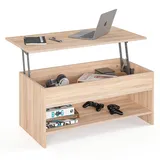 KOMTO Couchtisch Höhenverstellbar - Wohnzimmertisch mit Stauraum Aufklappbar Sofatisch für Wohnzimmer Kaffeetisch Stubentisch Sonoma Eiche | Coffe Table Tokyo 98,4 x 50,4 x 48