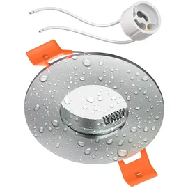 ledscom.de Bad-Deckeneinbaurahmen ERID, Feuchtraum, Badezimmer, IP44, rund, aluminium matt (GU10/MR16/GU5,3/50mm) inkl. GU10 Fassung