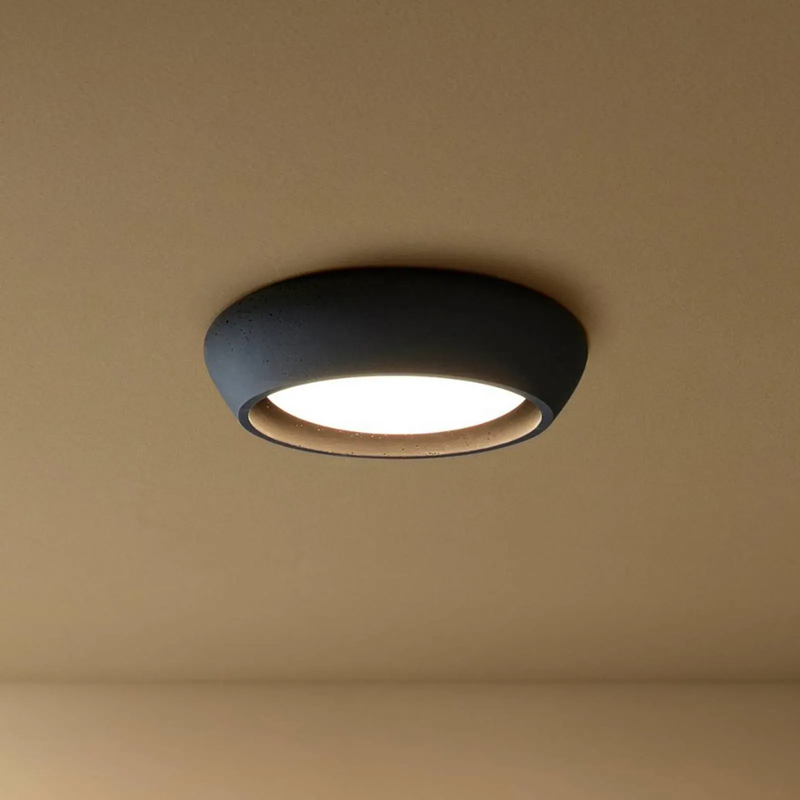 Beacon Lighting Deckenlampe Fjord, dimmbar, schwarz, für Wohn- / Esszimmer, Gips / Ton, Deckenlampe - 28 cm - 28 cm - 7.5 cm