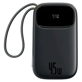 Baseus EnerFill Powerbank 20000mAh 45W mit integrierten USB-C/Lightning Kabeln - Schwarz