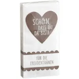 10 x 10 Taschentücher 'Schön, dass du da bist - Für die Freudentränen' TAUPE vintage zur Hochzeit, Taufe oder Kommunion