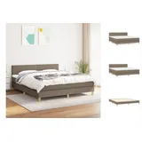 vidaXL Boxspringbett mit Matratze Taupe 160x200 cm Stoff