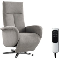 CAVADORE TV-Sessel Juba / Pflegeleichter Fernsehsessel mit elektrisch verstellbarer Relaxfunktion / 2 E-Motoren / 75 x 112 x 82 / Soft Clean Bezug, Silber