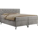 MKS Meble MKS Boxbett, Hellgrau 2-Sitzer, H3, 7-Zonen, Rechteckig, 180x200 cm, Schlafzimmer, Betten, Boxspringbetten