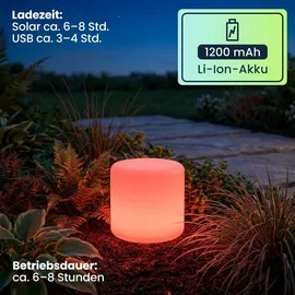ideoon lights 2er Set LED Solar Zylindrische Tischlampe 27 x 26,5 cm wetterfest/weiß