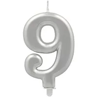 Papstar Zahlenkerze mit Halter 7 cm 12 St. Silber