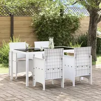 VidaXL Gartenstühle mit Kissen 4 Stk. Weiß Poly Rattan