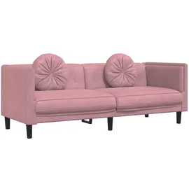 vidaXL Sofa mit Kissen 3-Sitzer Rosa Samt