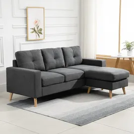 Homcom Ecksofa Leinen, Gummiholz