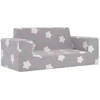 vidaXL Kindersofa 2-Sitzer  hellgrau mit Sternen weich Plüsch