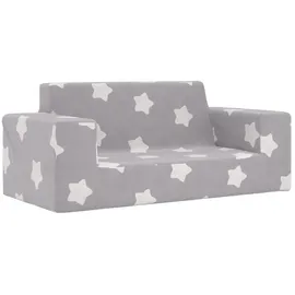 vidaXL Kindersofa 2-Sitzer  hellgrau mit Sternen weich Plüsch