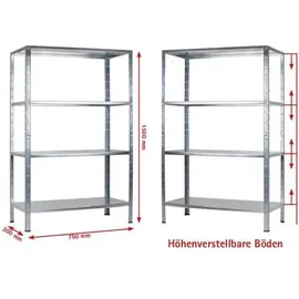 SCHULTE Regalwelt Steckregal Stahl 137x75x30 cm silber