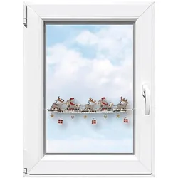 Stickereien Plauen Scheibengardine »Weihnachtsmann«, (1 St.), Fensterdekoration "Weihnachtsmann" Stickereien Plauen rot/beige 19 cm