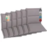 GO-DE Textil Bequeme und attraktive Polsterauflagen für Hochlehner-, Mittellehner- und Niederlehner-Gartenstühle (6er-Set, Uni Taupe, Niederlehner)