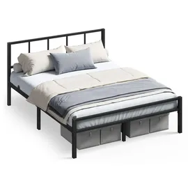 VASAGLE Metallbett 140 x 200 cm Schwarz