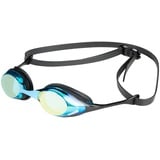 Arena Cobra Swipe Mirror Unisex-Wettkampfbrille für Erwachsene, Schwimmbrille mit Verspiegelten Gläsern, Anti-Beschlag, UV-Schutz, 4 Austauschbare Nasenstege, AQUA-BLACK