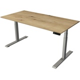 Kerkmann Move 2 elektrisch höhenverstellbarer Schreibtisch eiche rechteckig, T-Fuß-Gestell silber 160,0 x 80,0 cm