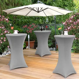 Beautissu Stehtischhusse Stretch Silber Ø 70 cm 5er Set