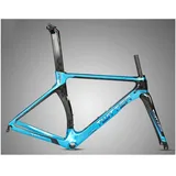 QHIYRZE Carbon Rennrad Rahmen 700C Brechender Wind Rennsport Rahmen EPS C-Bremse BB86 Fahrradrahmen Schnellspanner F100/R130mm Mit Gabel Sattelstütze (Color : Blue, Size : 54CM)