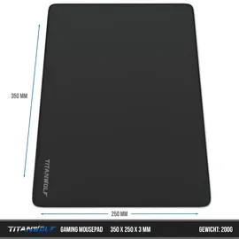 Titanwolf Speed Gaming Mauspad 350 x 250mm Mousepad / 3mm Höhe / rutschfest / strapazierfähig