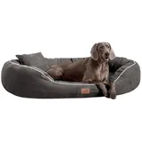 tierlando® Nonplusultra Marlon orthopädisches Hundebett mit Visco Plus Matratze in Velours! Soft-Lounge! Gr. M L XXL XXXL | 85 cm bis 220 cm (XXL 140 x 100 cm, 02| Graphit)