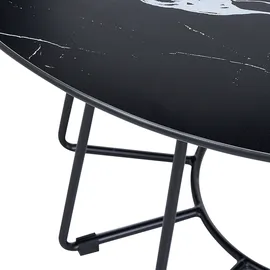 Beliani Couchtisch rund Schwarz Marmor 80 x 40 cm