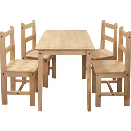 Möbilia Essgruppe MÖBILIA, beige (natur, natur, natur), B:108cm H:76cm T:65cm, Massivholz, Sitzmöbel-Sets, Essgruppe, Holzoberfläche honigfarbend gewachst