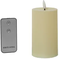 DRW Set mit 4 Kerzen aus Polyester mit LED und Fernbedienung, elfenbeinfarben, 7 x 7 x 12,5 cm