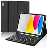 Tiiomioon Hülle mit Tastatur für iPad A16 11/10 Generation (2025 11", 2022 10.9"), Magnetische Tastatur Hülle für iPad 11/10 Generation Tablet Ständer Schutzhülle, QWERTZ, Schwarz