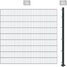 Arvotec Einstabmattenzaun 10 m x 180 cm Grau/Kunststoff