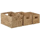 Casa Moro Aufbewahrungskorb Aufbewahrungsbox 3er Set rechteckig mit Griff aus Seegras geflochten (Aufbewahrung Korb in Skandi Landhaus Stil), Organizer Aufbewahrungskiste Tatia IN30