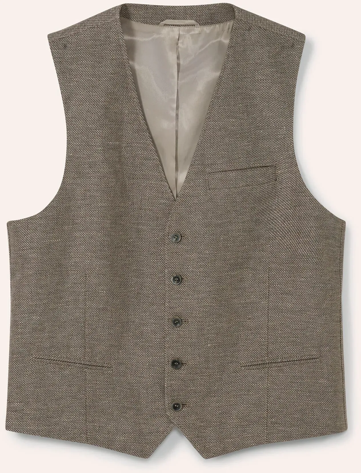 Walbusch Herren Reiseleinen-Weste Beige noch offen: Muster
