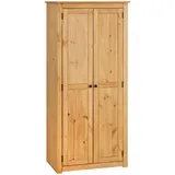CARO-Möbel Kleiderschrank, Kiefer, Kiefer, Holz, Vintage, 80x176x50 cm, Schlafzimmer, Kleiderschränke, Drehtürenschränke