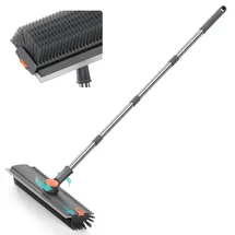 MR.SIGA Bodenbürste 2-in-1 mit Langem Stiel Schwarz