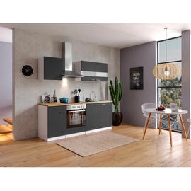 Respekta Küchenzeile Malia 210 cm E-Geräte grau/weiß