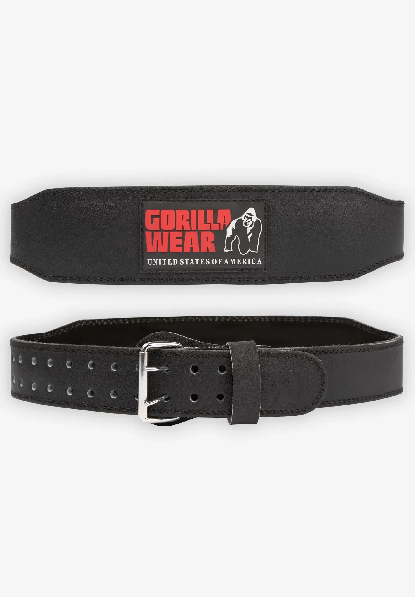 Gorilla Wear 4 Zoll Gepolsterter Ledern Gewichthebergürtel - Schwarz/Rot - S/M