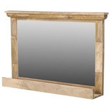 baario® Badspiegel PAZIN 100x65cm, massiv Mangoholz Vintage Design mit Ablage Landhaus